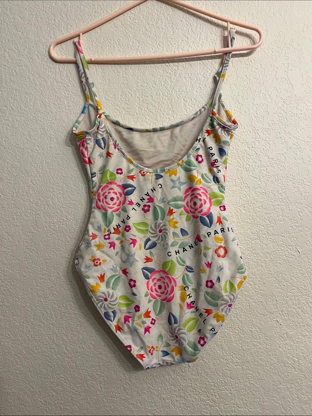 CHANEL Cream One-Piece with Pastel Pink & Green Accents - Picture 8 of 11